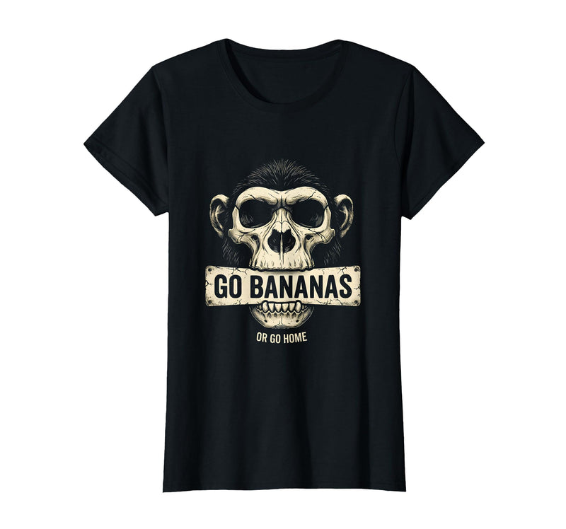 Mademark Go Bananas or Go Home Funny Monkey Design T-Shirt - Women - Black