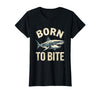 Mademark Born to Bite Fierce Shark Graphic Design T-Shirt - Black