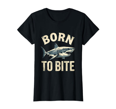 Born to Bite Fierce Shark Graphic Design T-Shirt