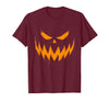Vintage Jack o Lantern Halloween Tee Pumpkin Face Jack O Lantern Scary Carved Halloween Costume T-Shirt - Burgundy