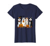 Funny Siberian Husky Ghost Pumpkin Funny Husky Ghost Dogs Halloween Dog Spooky T-Shirt - Navy Blue