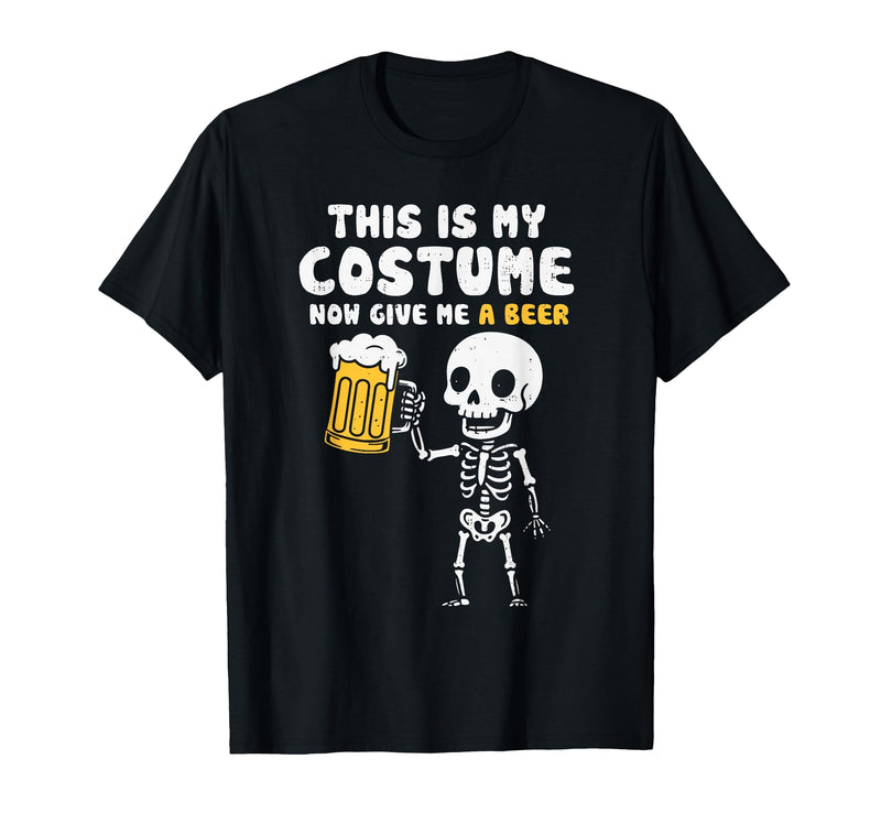 Halloween Tees Women Men Kids This is My Costume Beer Halloween Party Drinking Dad Mens T-Shirt - Black