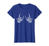 Halloween Tees for Women Men Kids Rocker Hand Sign Rock Skeleton Halloween Costume Men Women T-Shirt - Royal Blue