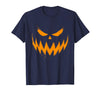 Vintage Jack o Lantern Halloween Tee Pumpkin Face Jack O Lantern Scary Carved Halloween Costume T-Shirt - Navy Blue