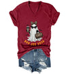 WQFQW Boo JEE 2026 Ghost Funny Halloween Leopard Print Ghost Shirt for Women - Claret-vneck