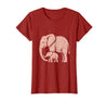 Mademark Mama Elephant Trunk Wrapped Around Baby T-Shirt - Women - Cranberry Red