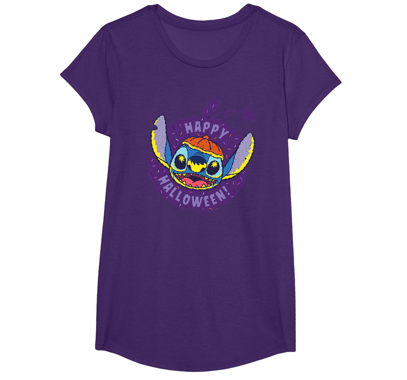 Disney Lilo & Stitch Jack-o’-Lantern Pumpkin Happy Halloween T-Shirt - Purple