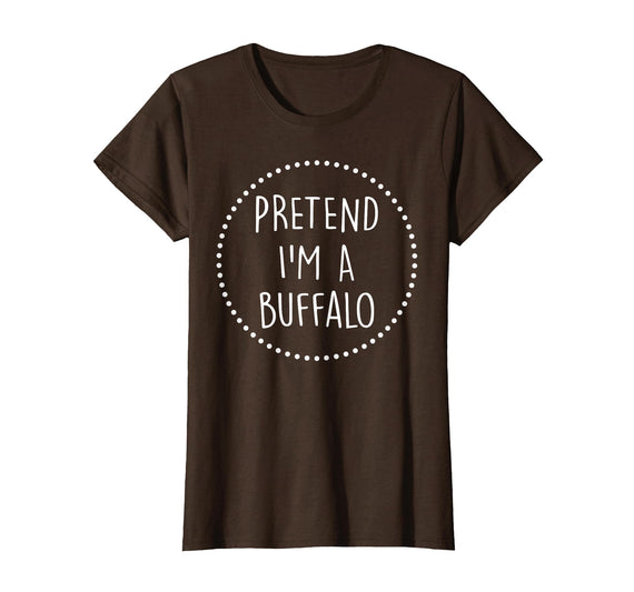 Lazy Funny Halloween Costume Co. Pretend Im a Buffalo Halloween Costume T-Shirt - Brown