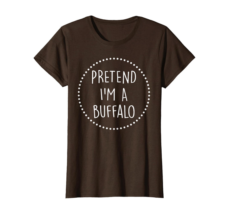 Lazy Funny Halloween Costume Co. Pretend Im a Buffalo Halloween Costume T-Shirt - Brown