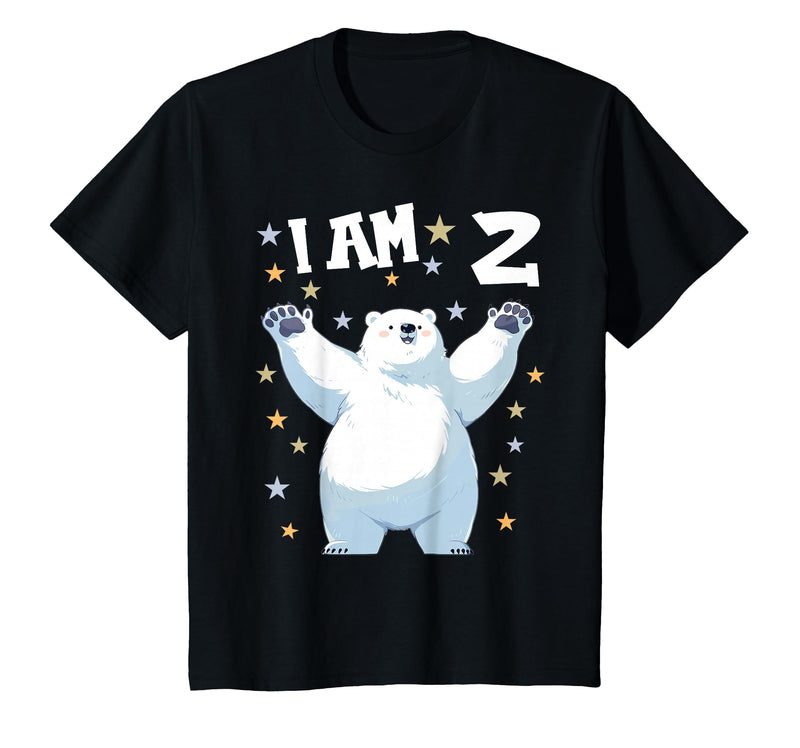 2 years old 2nd birthday Polar Bear Kids 2 Years Old 2 Birthday Polar Bears Boy Girl Polar Bear T-Shirt - Black