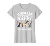 Animals Make Me Happy You Not So Much Dog Cat Horse Funny T-Shirt - Silver Grey