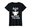 Vulgar Halloween Tee Shop Boo Motherfucker Funny Beer Drinking Ghost Adult Halloween T-Shirt - Black