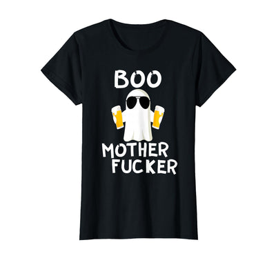 Vulgar Halloween Tee Shop Boo Motherfucker Funny Beer Drinking Ghost Adult Halloween T-Shirt