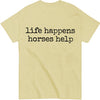 Nusyouc Life Happens Horses Help Equestrian T-Shirt Vintage Horse Lover T Shirt Tops - Creamy Yellow