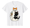 halloween iced coffee costume Cat Women Girls Cute Halloween Cat Ghost Drinking Coffee Ghost Women Girls T-Shirt - White