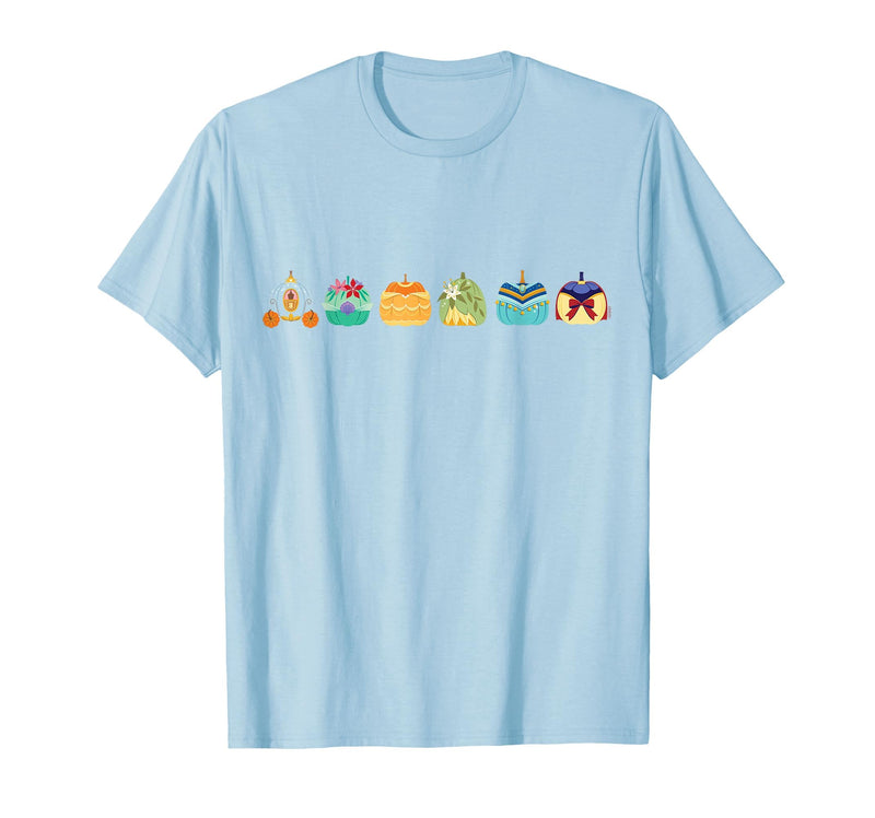 Disney Princess Pumpkins Fall Autumn Lineup of Princesses T-Shirt - Baby Blue