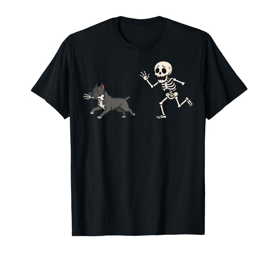 Pitbull Halloween Costume Funny Pitbull Skeleton Hand Halloween T-Shirt - Black