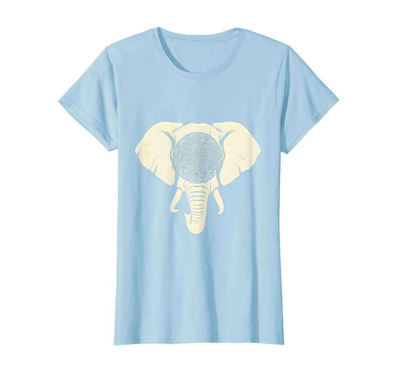 Mademark Elephant Head Ornate Mandala Illustration T-Shirt - Women - Baby Blue