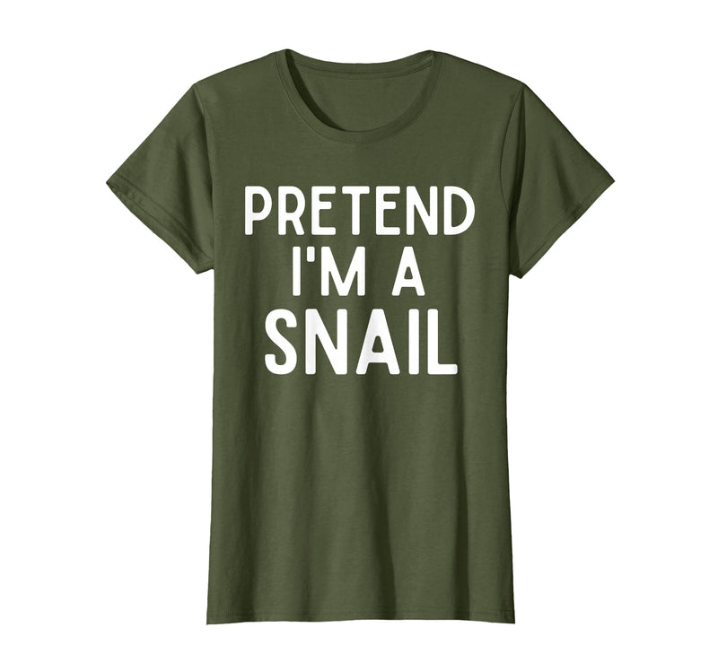 Snail Costume Party Lazy Snail Halloween Costume Pretend I'm A Snail Costume Party Funny Halloween Snail T-Shirt - Olive