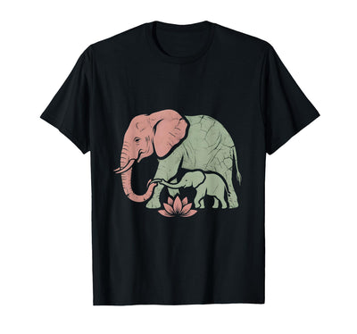 Mademark Mama Elephant Guiding Calf Through Water T-Shirt - Men