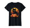 Black Cat Halloween Pumpkin Gifts Retro Black Cat Halloween Pumpkin Costume for Women Men Kids T-Shirt - Black