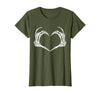 Halloween Tees for Women Men Kids Skeleton Hands Heart Halloween Rock Costume Men Women Kids T-Shirt - Olive Green