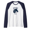 Mademark Horse Girl For Life Equestrian Passion Horseshoe Luck Raglan Baseball Tee - Navy Blue/White