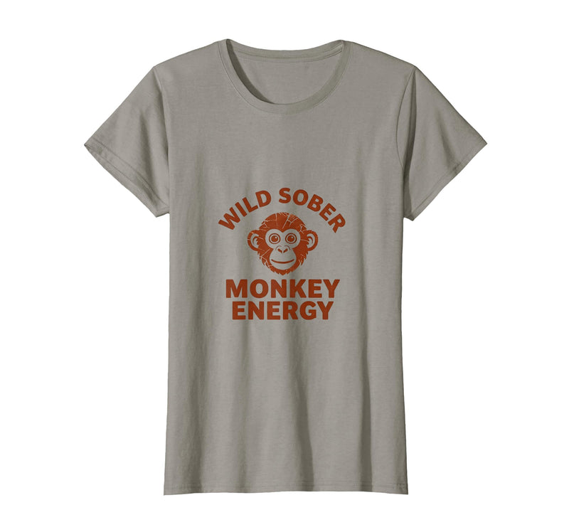 Mademark Wild Sober Monkey Energy Funny Sobriety Design T-Shirt - Women - Slate Grey