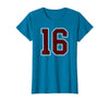 Maroon Number 16 Jersey Player Uniform #16 Gifts Maroon and White Number 16 Jersey Player Uniform #16 Fan T-Shirt - Sapphire