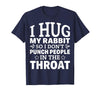 I Hug My Rabbit I Easter Bunny Design Lionhead Rabbit T-Shirt in Navy Blue
