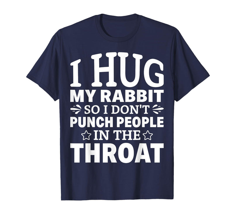 I Hug My Rabbit I Easter Bunny Design Lionhead Rabbit T-Shirt in Navy Blue