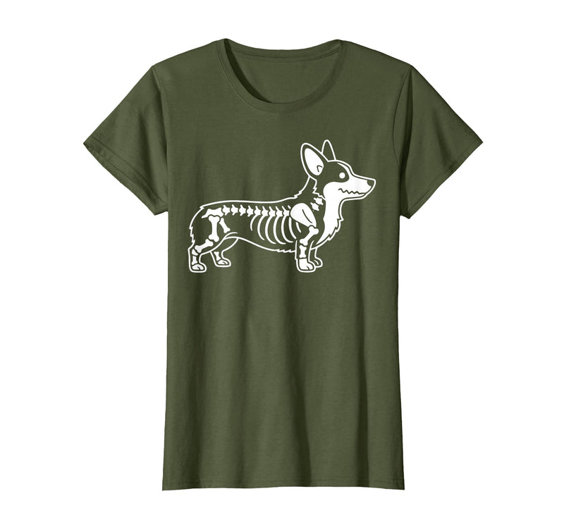 Halloween Corgi Skeleton Spooky Costume Corgi Skeleton Halloween T-Shirt - Olive Green