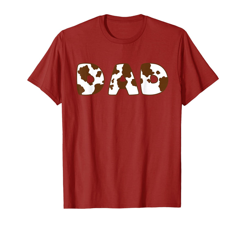 Cow Print For Family Matching Outfits DAD Cow Brown White Animal Print, Cow Pattern Farmer DAD T-Shirt - Cranberry Red