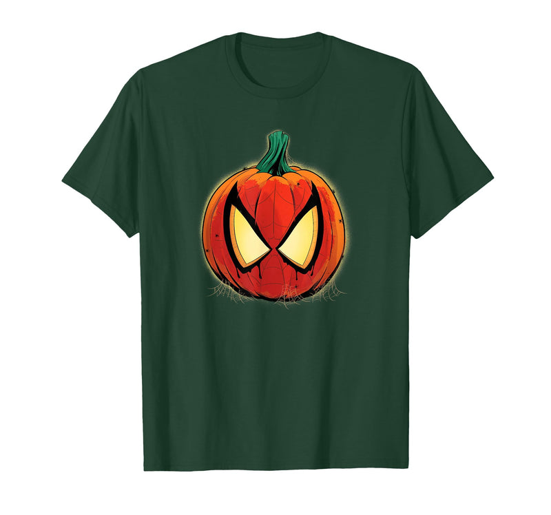 Marvel Spider-Man Halloween Spooky Pumpkin Jack-o'-Lantern T-Shirt - Dark Green