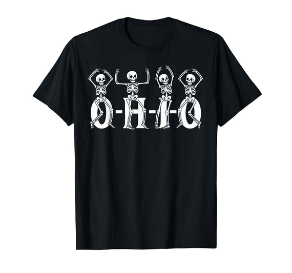 Funny O-H-I-O State Skeleton Halloween Funny O-H-I-O State Skeleton Ohio Halloween Vintage Vibe Fun T-Shirt - Black