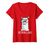 Llama Life Apparel Women's No Prob-Llama No Problem Cute Funny Cool Llama Alpaca V-Neck T-Shirt - Red