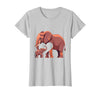Mademark Elephant Mother and Calf Touching Trunks Design T-Shirt - Women - Silver Grey