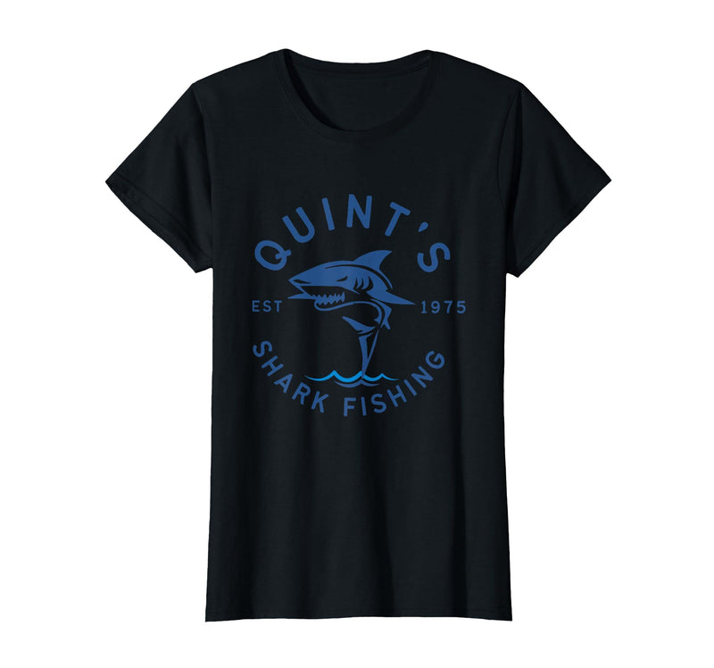 Funny Quints Shark Fishing Vintage Quint's Shark Fishing 1975 Retro T-Shirt - Black