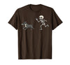 Pitbull Halloween Costume Funny Pitbull Skeleton Hand Halloween T-Shirt - Brown
