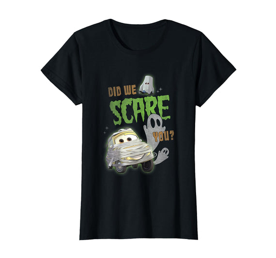 Disney Pixar Cars Halloween Did We Scare You? Pit Crew Retro T-Shirt - Black