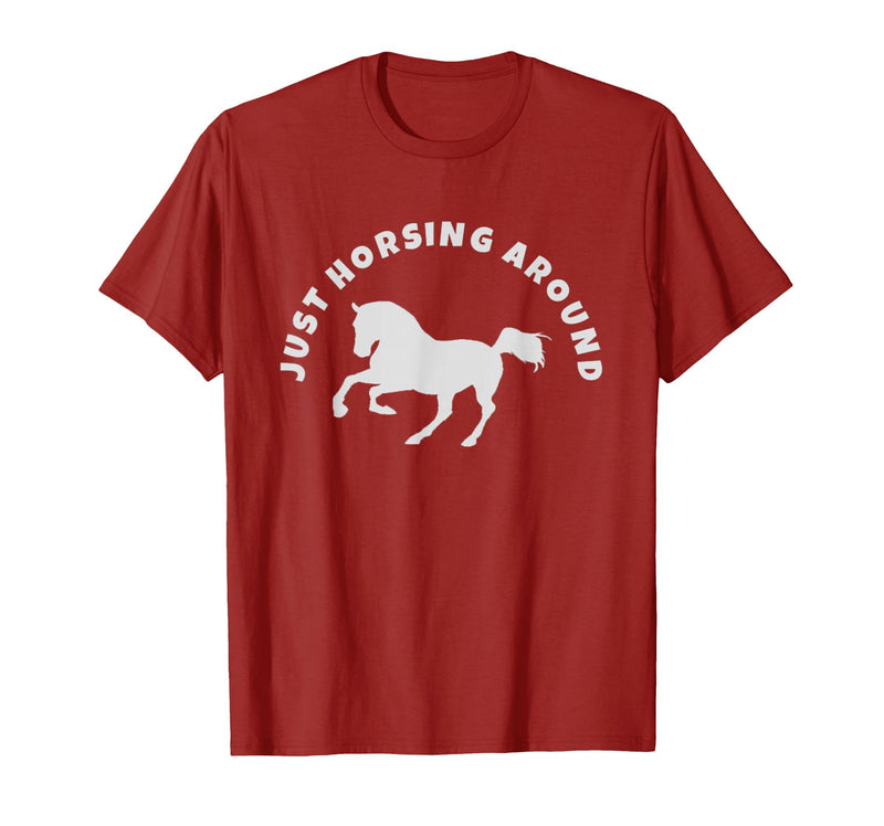 Horse Lovers Tees and Apparel Just Horsing Around Horse Lovers T-Shirt - Men - Cranberry Red