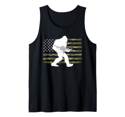 Bigfoot with Rifle American Flag Tank Top