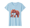 Mademark Elephant Mother and Calf Touching Trunks Design T-Shirt - Women - Baby Blue