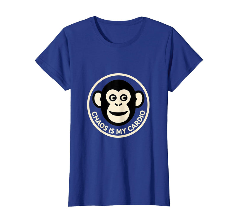 Mademark Chaos Is My Cardio Funny Monkey Design T-Shirt - Women - Royal Blue