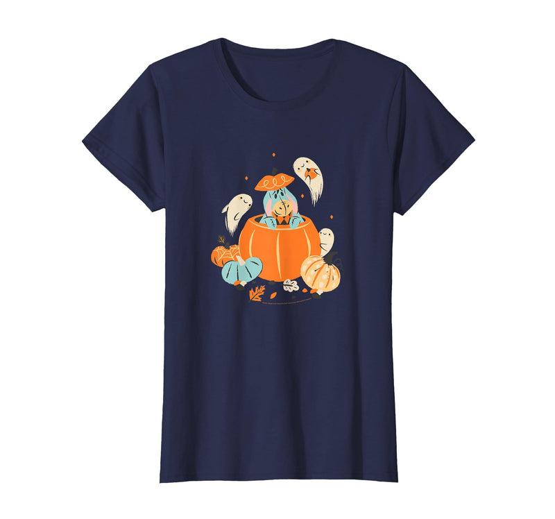 Disney Winnie The Pooh Halloween Cute Eeyore Pumpkin Patch T-Shirt - Navy Blue