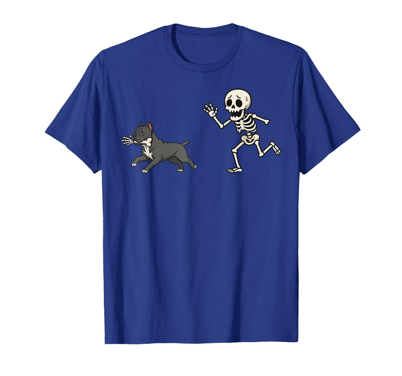 Pitbull Halloween Costume Funny Pitbull Skeleton Hand Halloween T-Shirt - Royal Blue