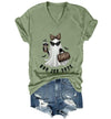 WQFQW Boo JEE 2026 Ghost Funny Halloween Leopard Print Ghost Shirt for Women - Green-vneck
