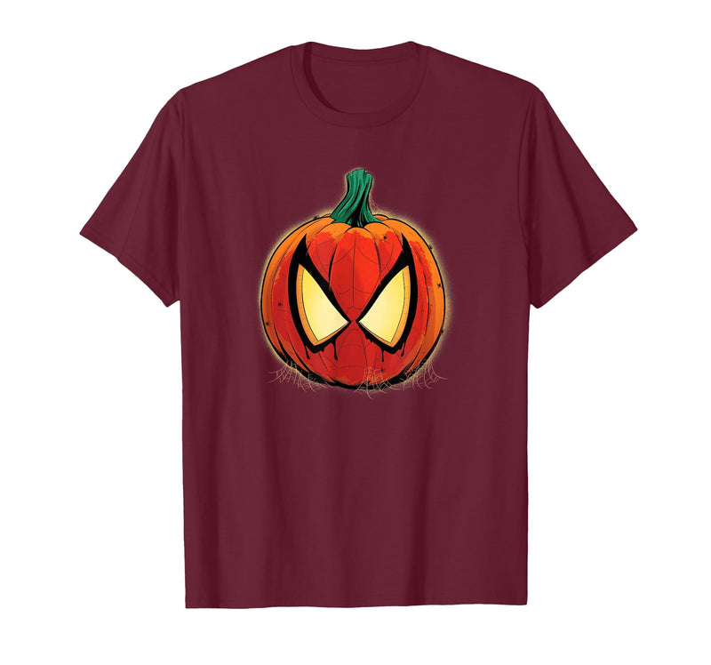 Marvel Spider-Man Halloween Spooky Pumpkin Jack-o'-Lantern T-Shirt - Burgundy