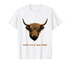 Mademark Keep Calm and Moo Highland Cow Design T-Shirt - White