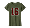 Maroon Number 16 Jersey Player Uniform #16 Gifts Maroon and White Number 16 Jersey Player Uniform #16 Fan T-Shirt - Olive